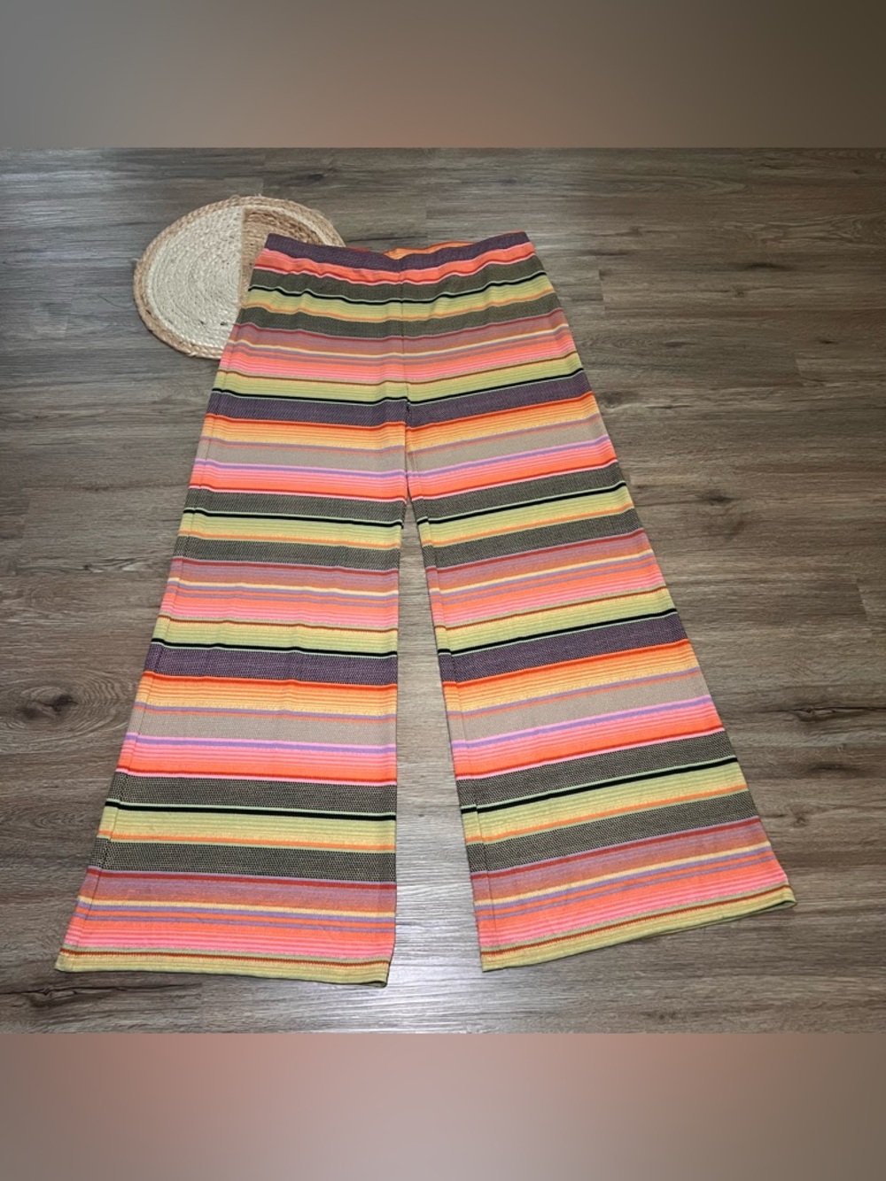 DOUBLE D RANCH Palazoo Style Wide Leg Multi-color Striped Womens Pants NWOT